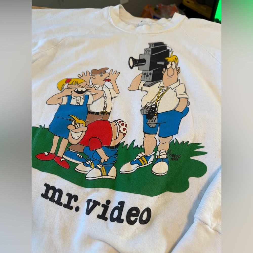 Vintage White Mr. Video Graphic Sweatshirt - Picture 4 of 10